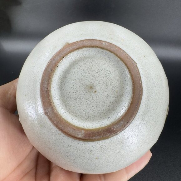 Vintage 1990s Hand Made Stoneware Pottery Vase Round Bottom Brown Pattern VTG - Picture 6 of 11